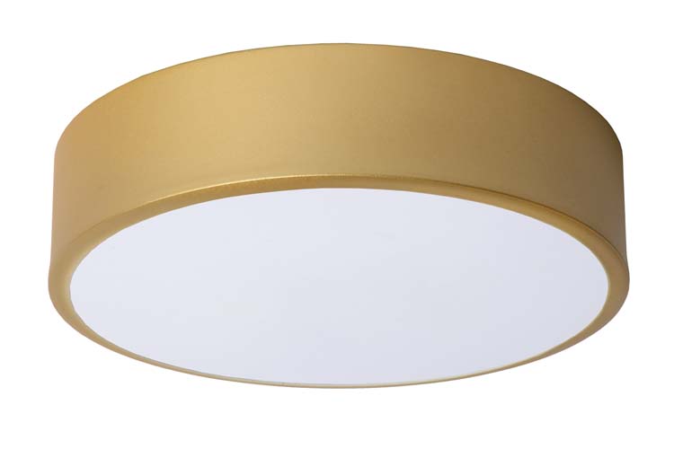 Lucide UNAR - Plafonnière - Ø 20 cm - LED Dimb. - 1x12W 2700K - 3 StepDim - Mat Goud / Messing