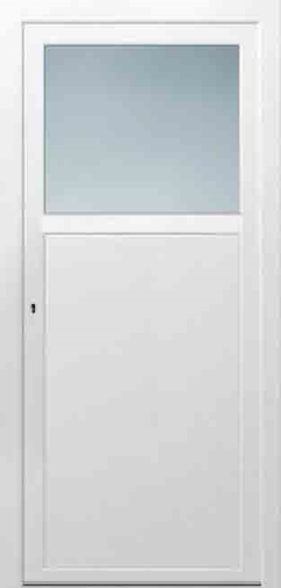 Porte extérieure PVC 1/3 verre structuré blanc 980x2180mm ouvrant à gauche