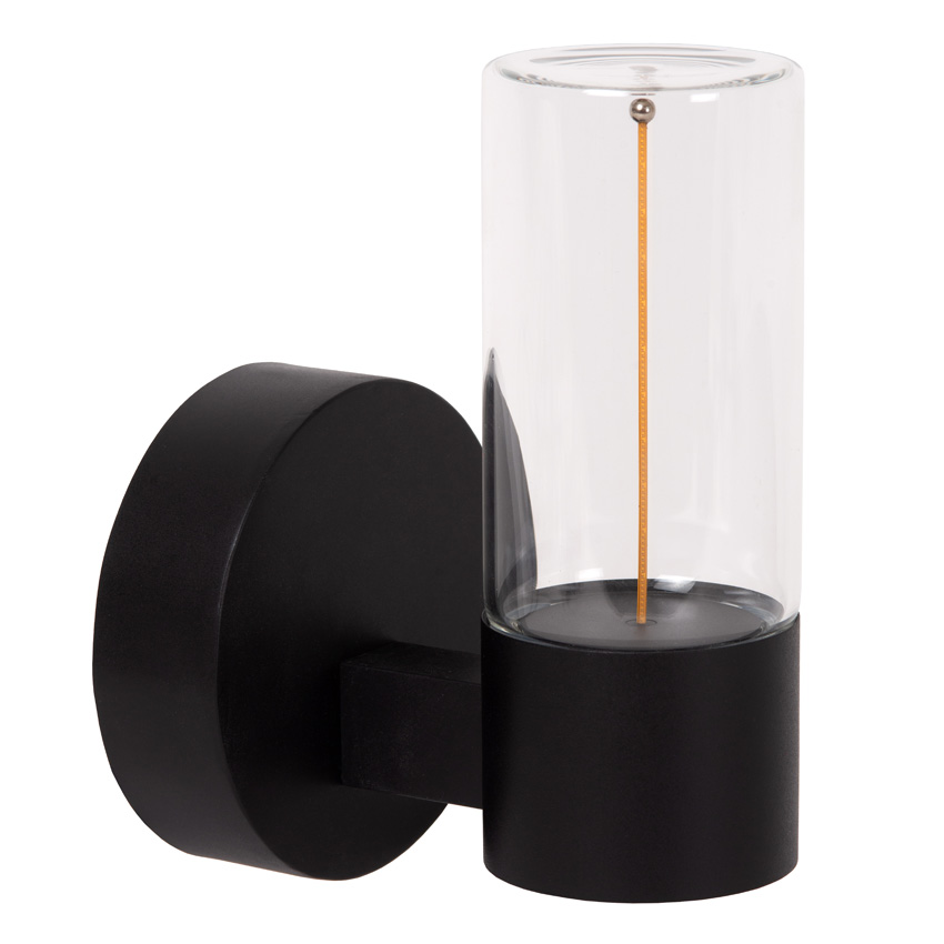 Lucide Essential Filani - Applique murale intérieur/extérieur - LED - 1x6,5W - 2700K - IP54 - Noir
