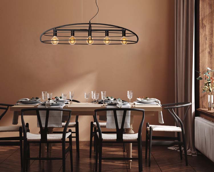 Lucide DIKRA - Hanglamp - 5xE27 - Zwart