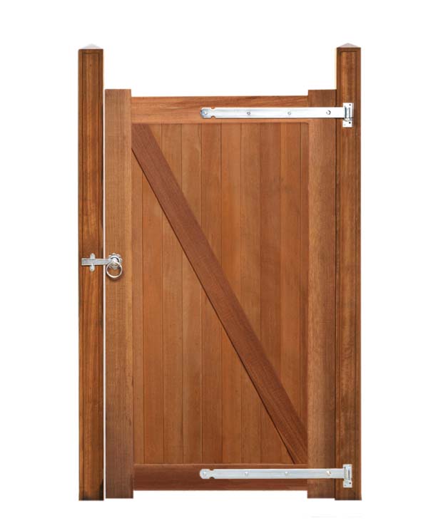 Enkele poort Bangkirai hout 100x180cm gesloten