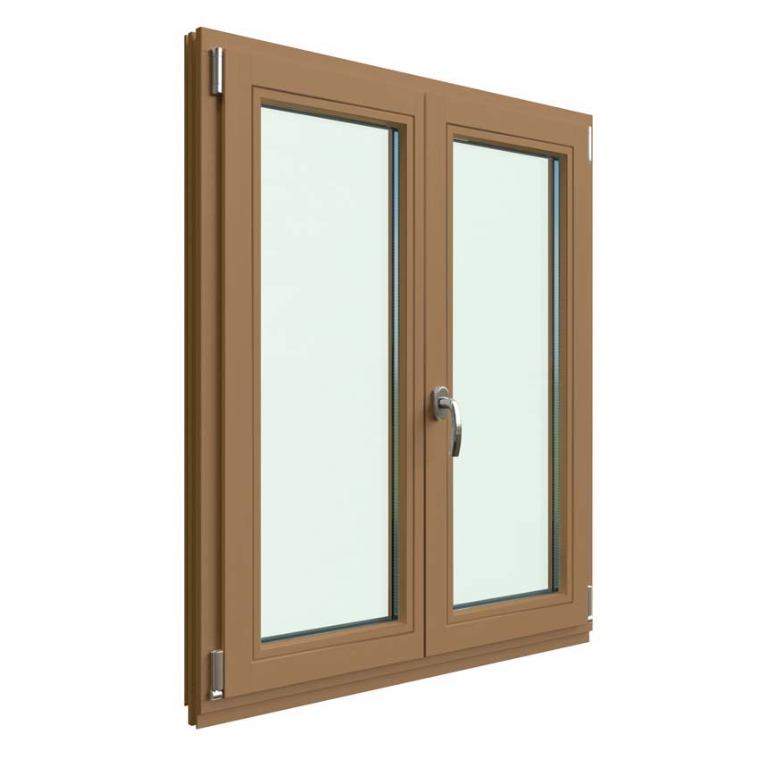 Fenêtre oscillo-battante à 2 vantaux Vardelux bois Meranti 68mm naturel ouvrant à droite sur mesure