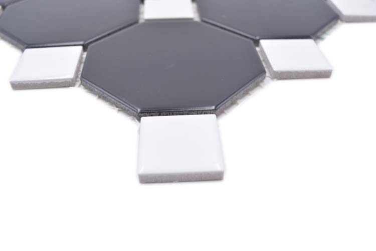 Mosaïque Octagon noir/blanc mat 30x30cm