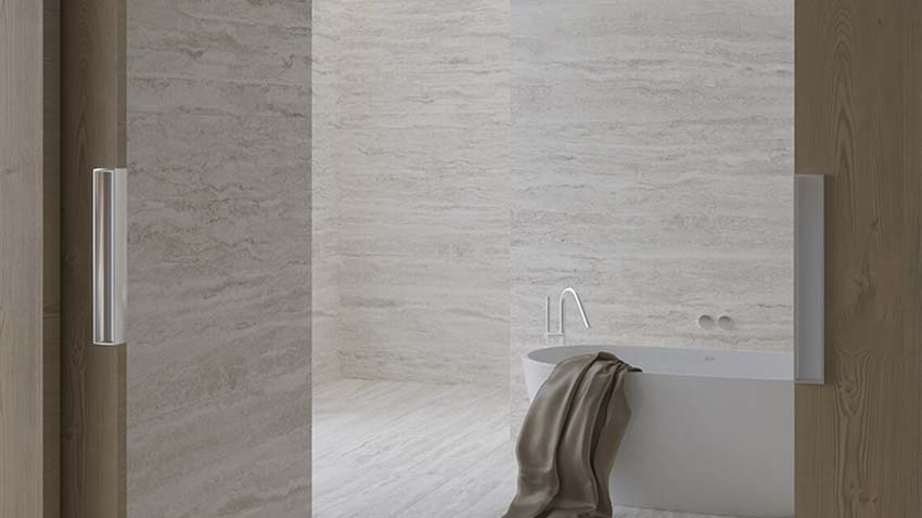 Vloer- en wandtegel Travertino Bianco greige 60x120cm