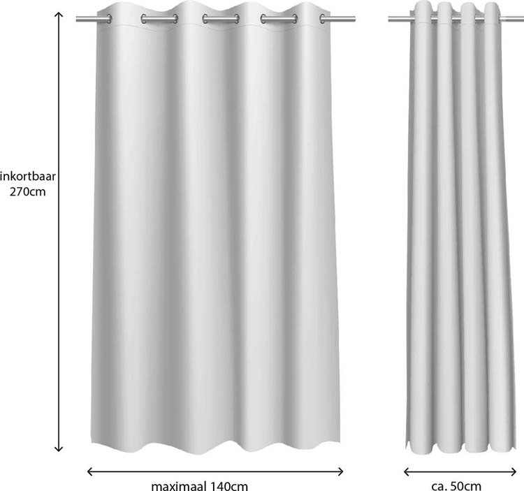 Glasgordijn vitrage zand 140x270cm met ringen