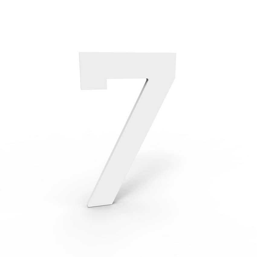 Numéro de maison 7 eSafe en aluminium blanc 5cm / épaisseur 1,5mm