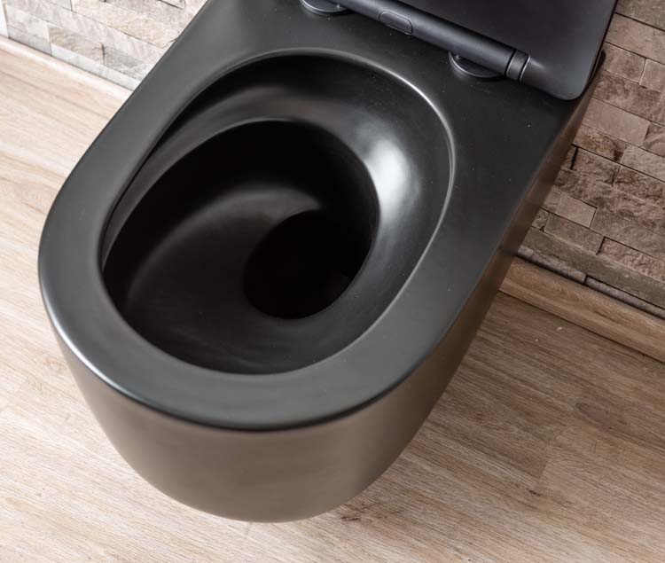Toilette suspendue Gomez sans rebord flush tornade noir mat avec siège de wc