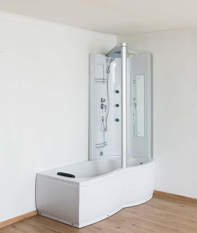 Bad-douche combinatie Alyssa mat wit rechts 170x80cm