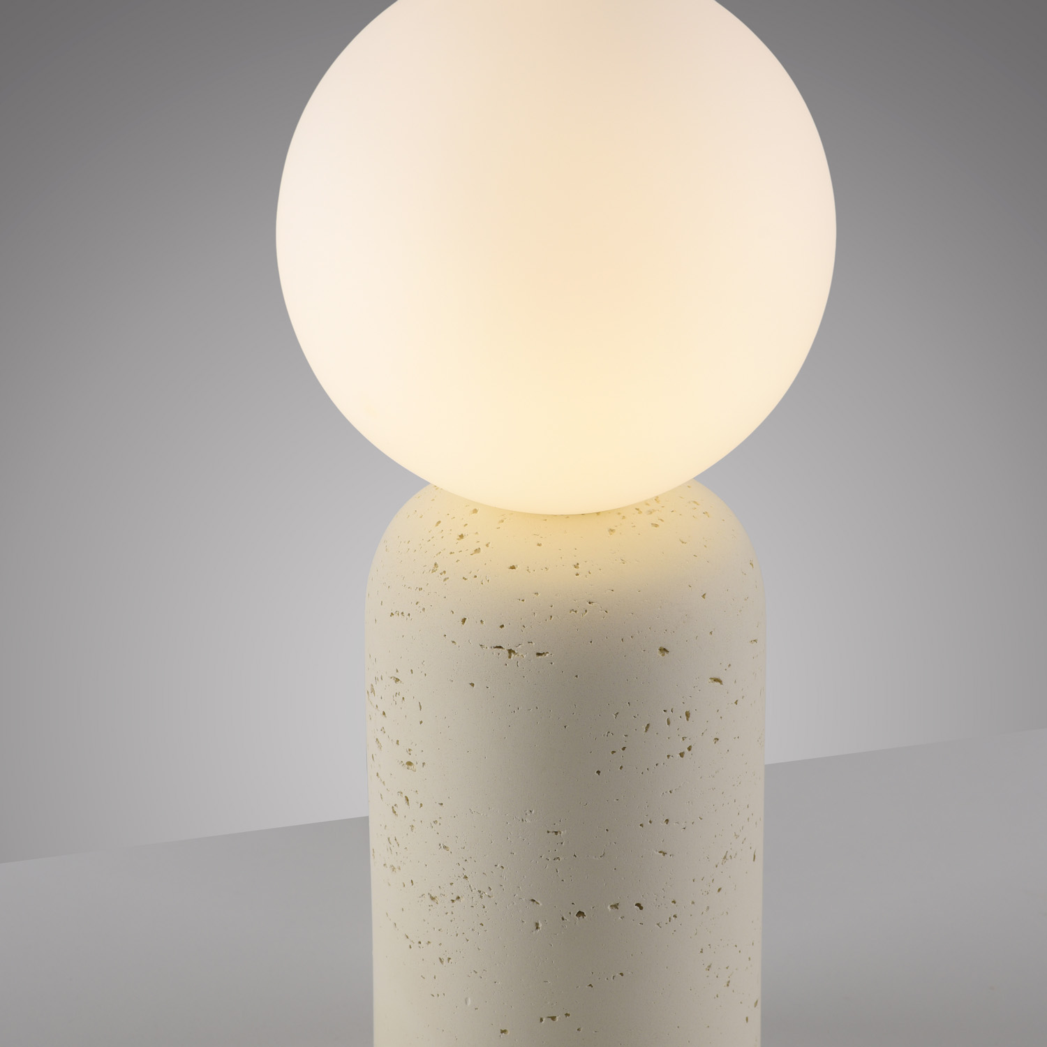 Tafellamp - zand/wit - travertinlook - Ø15cm - 1xG9 - max. 10W - excl. lichtbron