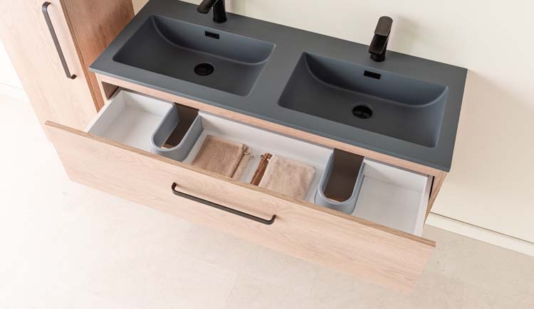 Meuble salle de bain Chêne Bison 1200 mm lavabo ciment