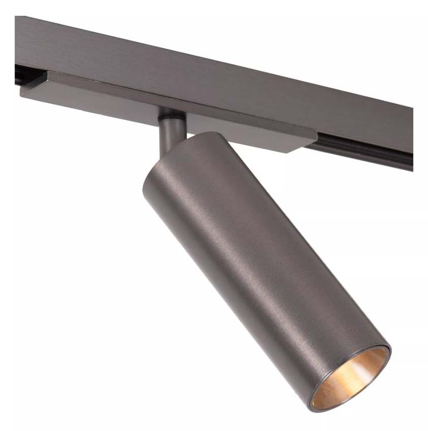 Lucide Premium Linial Mox Railspot - Système de rails monophasé / Éclairage rail intelligent - 48V - 1xLED Dimmable - Mat Noir Chrome