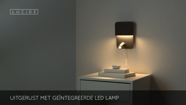 Lucide BOXER - Applique murale - LED - 1x5W 3000K - Point rechargement USB - Noir Lucide BOXER - Applique murale - LED - 1x5W 3000K - Point rechargement USB - Noir