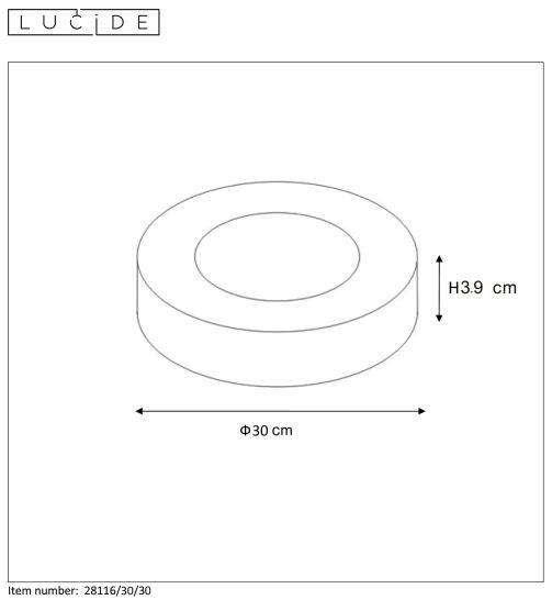 Plafonnier - noir - rond - dimmable - Ø30cm - LED - 30W - IP44