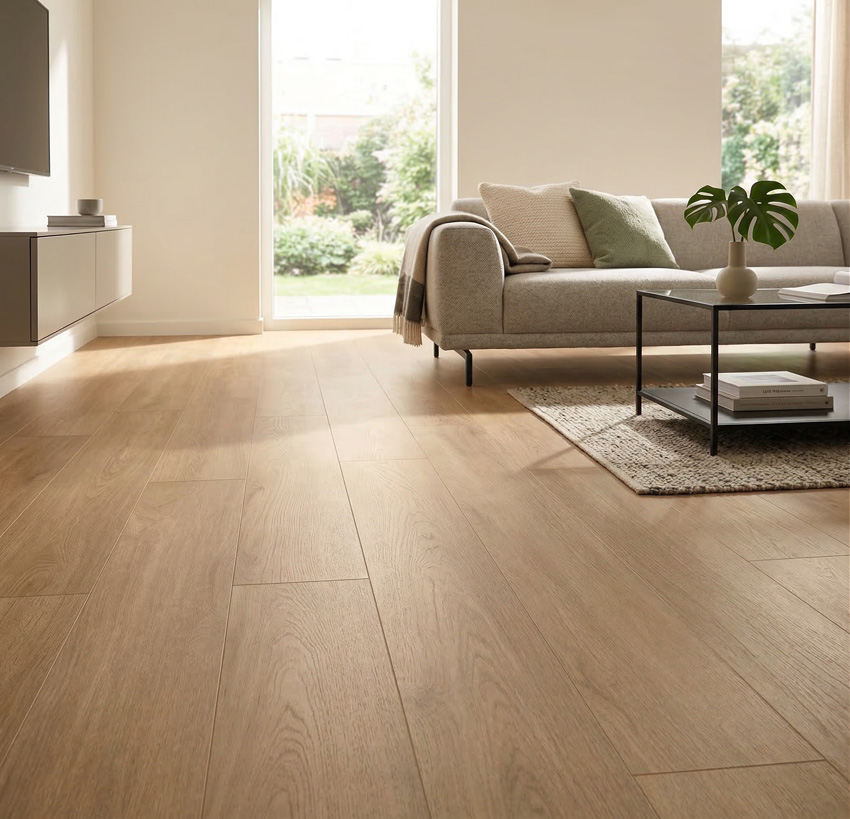 Vinyl vloer Carini plank 4,5mm eik bruin 122x22,8cm met ondervloer