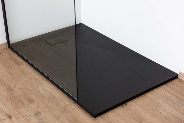 Douche de plain-pied Anais 157 x 200 cm verre transparant - noir
