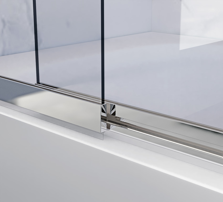 Badwand Unna glas/chroom uitschuifbaar 100x145cm