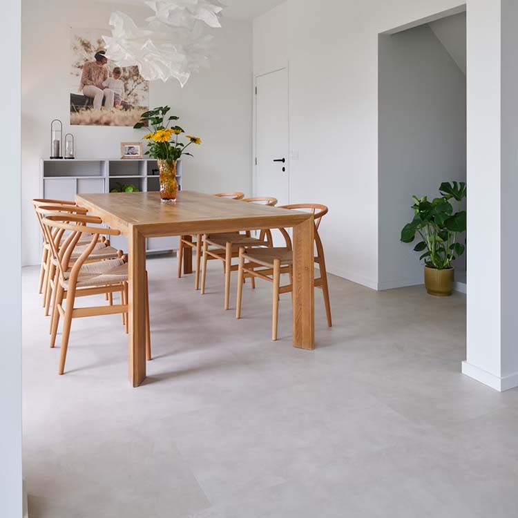 Blind Gekocht Vleteren betonlook eetkamer