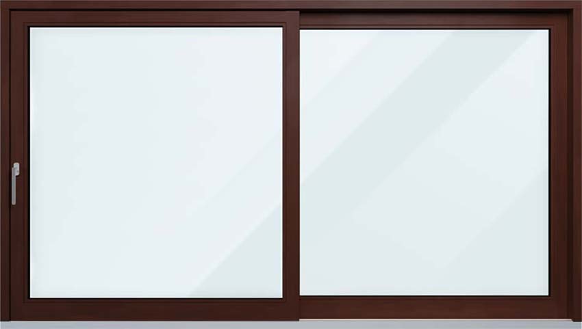 Levant-coulissant en bois Meranti Ribe Lapacho G>D L3000 x H2150 mm