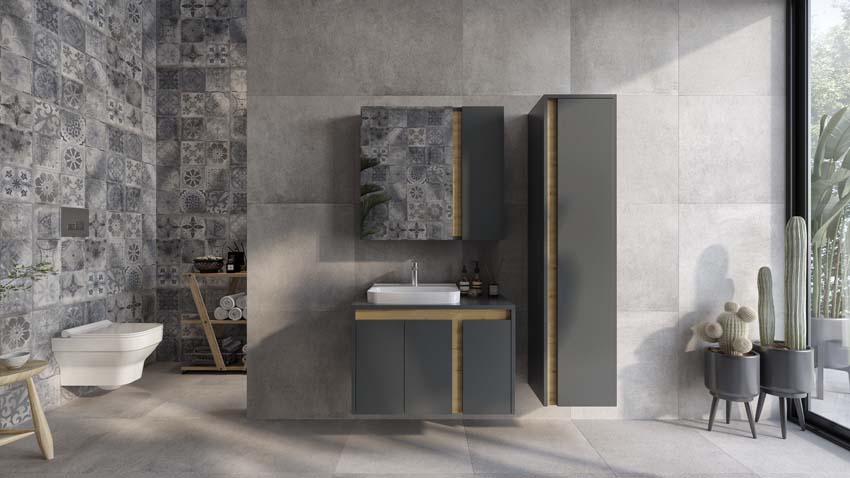 Carrelage de sol et mural Village gris clair 60x60cm