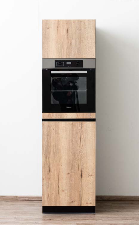 Armoire de cuisine Plenti armoire colonne pour four et réfrigérateur noir/aspect bois 60x208cm