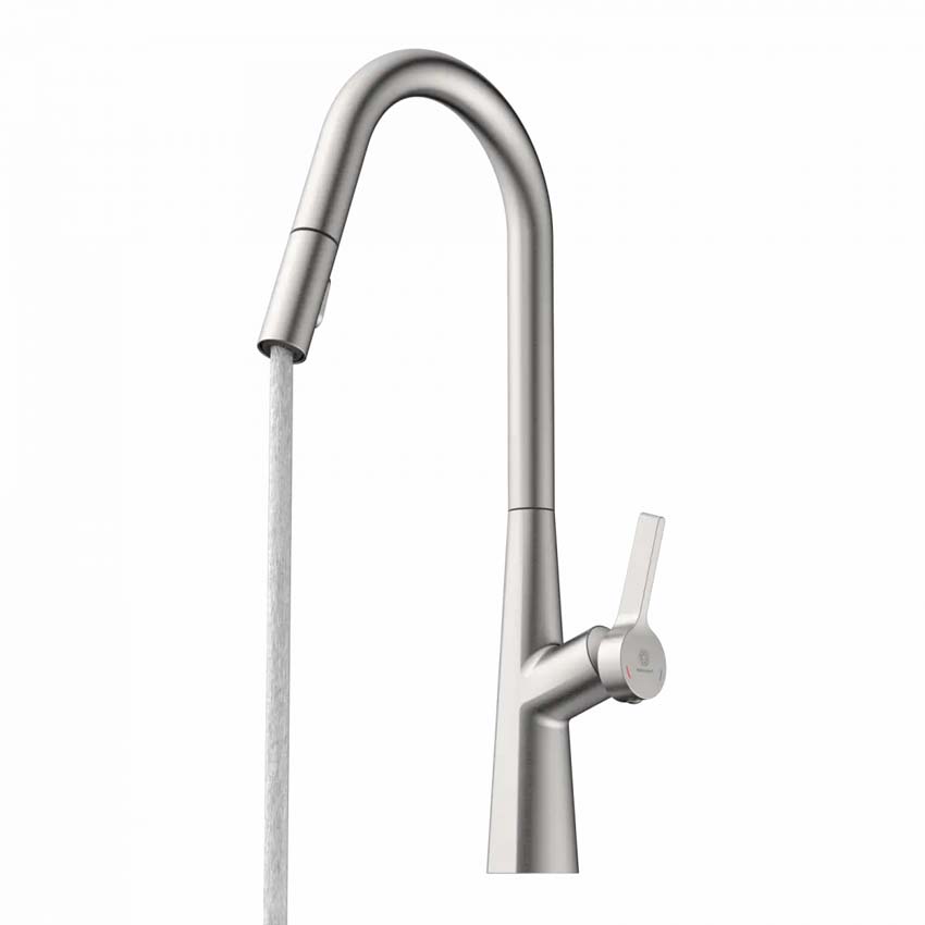 Keukenkraan Wasserwerk WK 9 Curve inox-look met uittrekbare uitloop