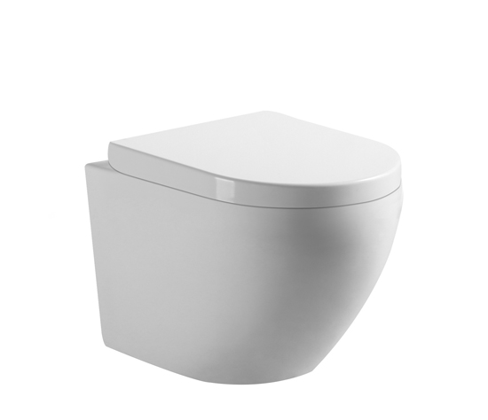 Toilette suspendue Gary sans rebord blanche raccourcie