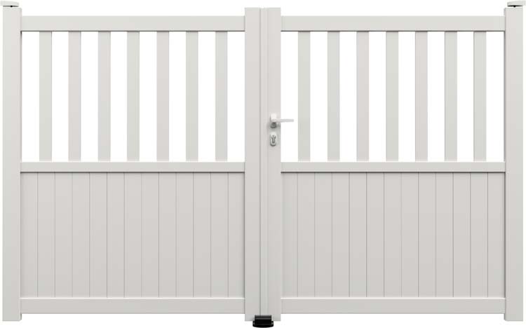 Portail double Cadiz aluminium blanc sur mesure ouverture à droite - motorisable