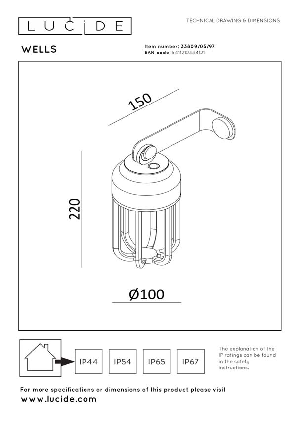 Lucide Essential Wells - Applique murale rechargeable intérieur/extérieur - Batterie - Ø10cm - LED dimmable - CCT - 1x5W 2700K/4000K - IP54 - Brun rouille