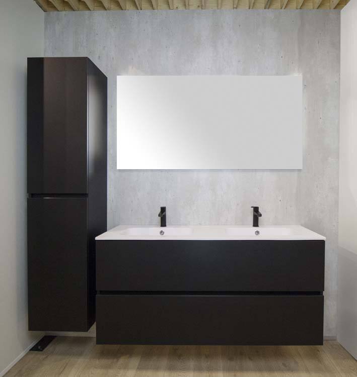 Meuble de salle de bain Puro noir mat 1200 mm lavabo mat