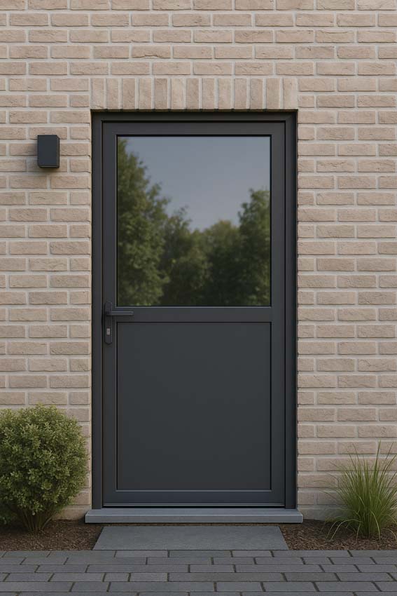 Buitendeur Tavira aluminium helder glas antraciet 960x2180mm rechts duwend