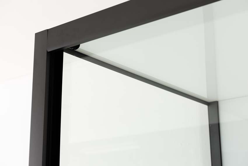 Cabine de douche Amani droite gunmetal porte coulissante 90x115x215cm