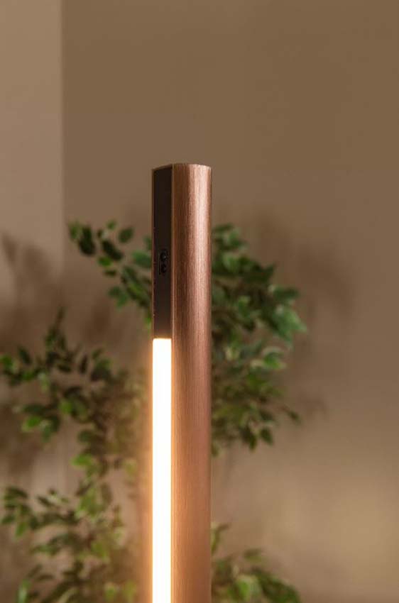 Lucide Vibes Equinox - Staande lamp - LED Dimbaar - CCT - 1x26W 2700K/4000K - Handbewegingssensor - Koffie