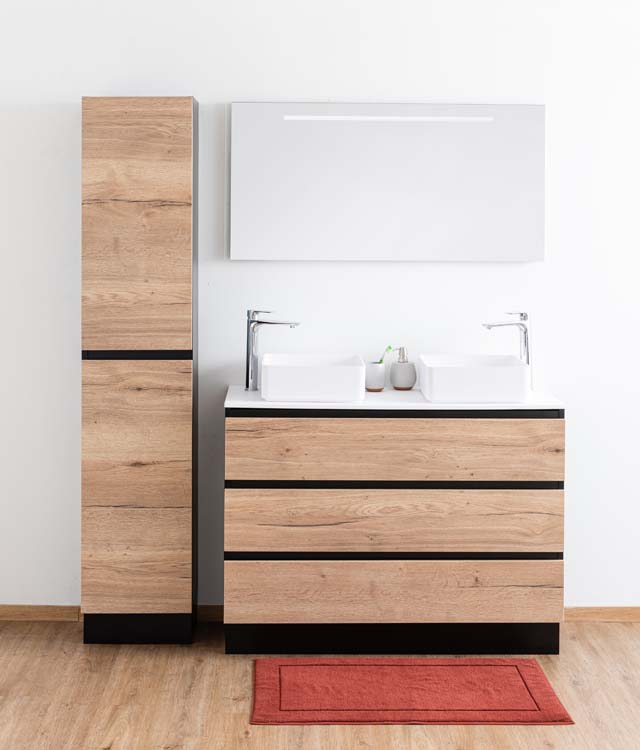 Badkamermeubel Dotan eik staand met mat topblad 120cm