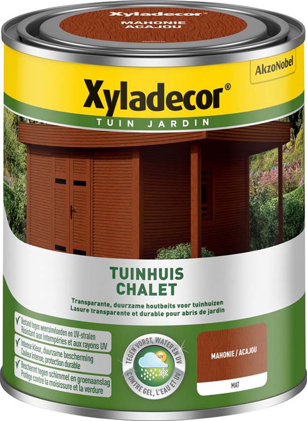 Houtbeits tuinhuis Xyladecor mahonie 750ML