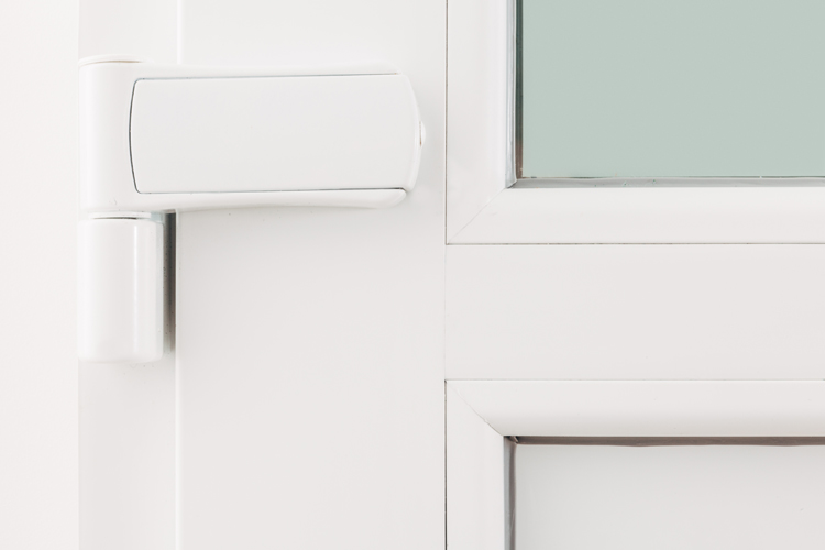 Porte extérieure semi-vitrée PVC triple verre clair blanc 980x2180mm ouvrant à gauche