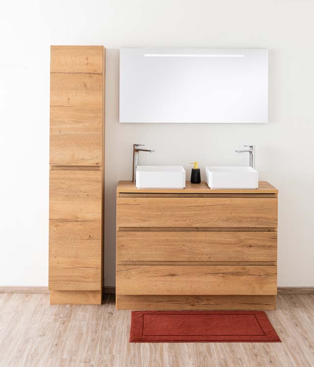 Badmeubel Daria eik goudbruin 1200 mm staand opbouwtablet melamine Badmeubel Daria eik goudbruin 1200 mm staand opbouwtablet melamine