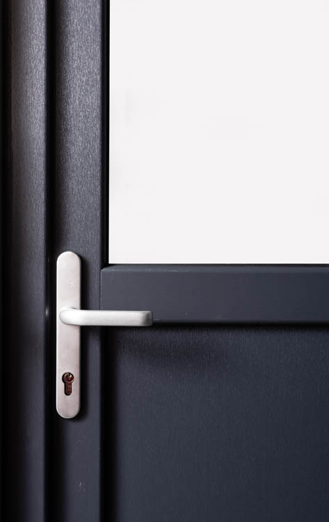 Porte extérieure semi-vitrée PVC verre clair anthracite/blanc 980x2180mm ouvrant à droite