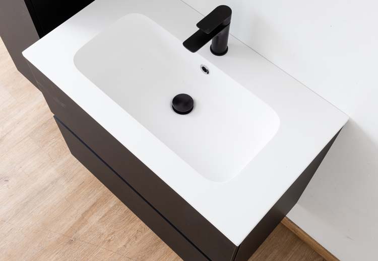 Meuble salle de bain Puro noir mat 800mm lavabo mat