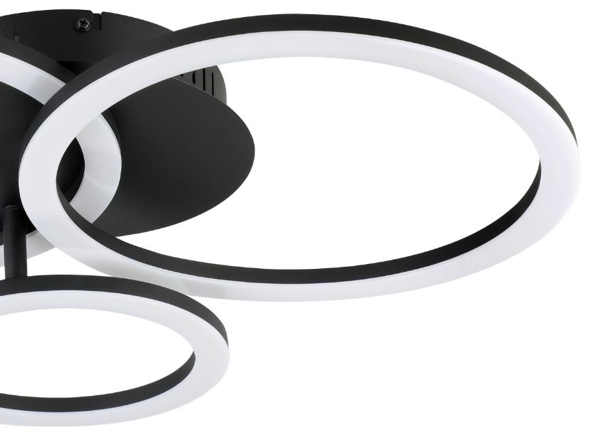 Plafondlamp LED Zwart/wit - dimbaar - 3 cirkels