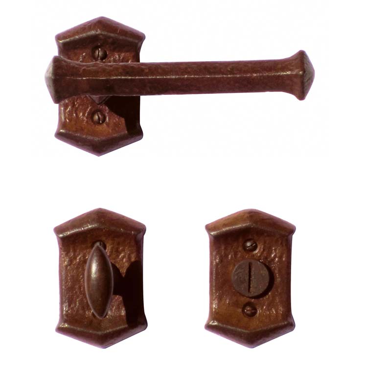 Poignée de porte monza rouille avec serrure toilette