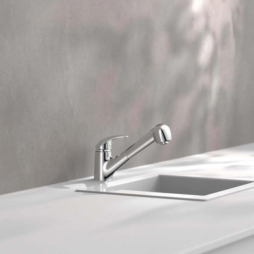 Keukenkraan Aiko chroom met uittrekbare uitloop