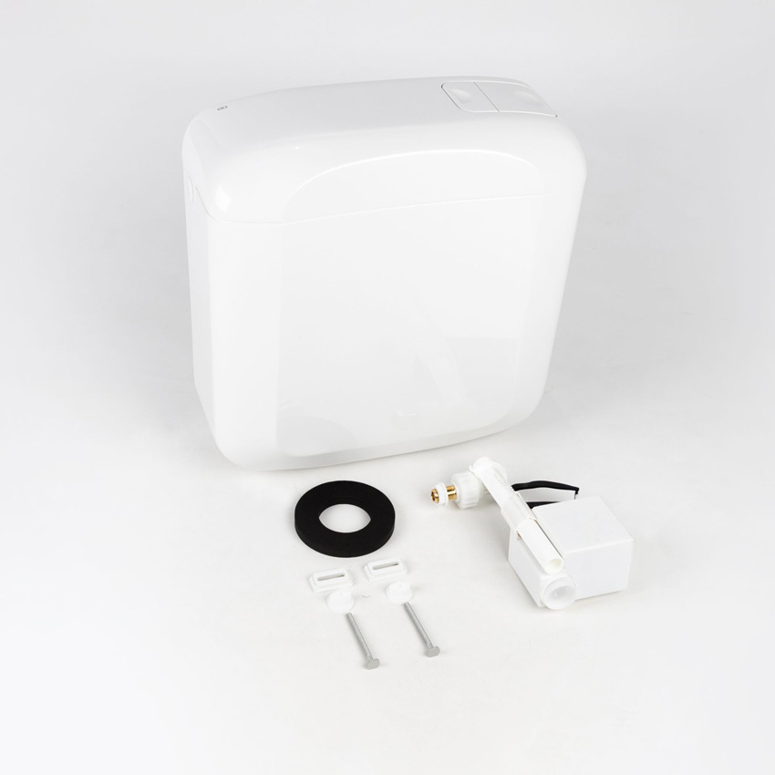 Toiletreservoir 3/6 liter glanzend wit dubbele spoeling