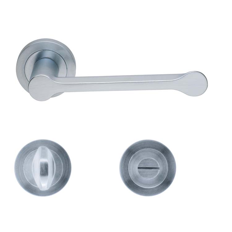 Poignée de porte pro brescia chrome brossé avec serrure toilette
