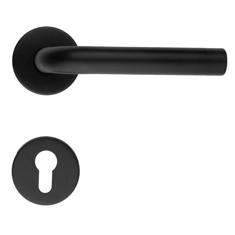 Poignée de porte lucera 19mm noir rosace cylindre