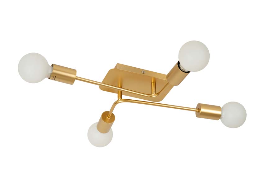 Plafondlamp - mat goud/messing - 4xE27 - 40W