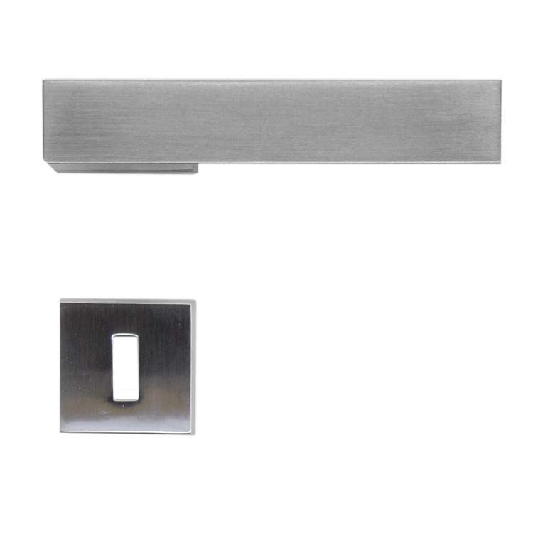 Poignée de porte arezzo look inox rosace barbe