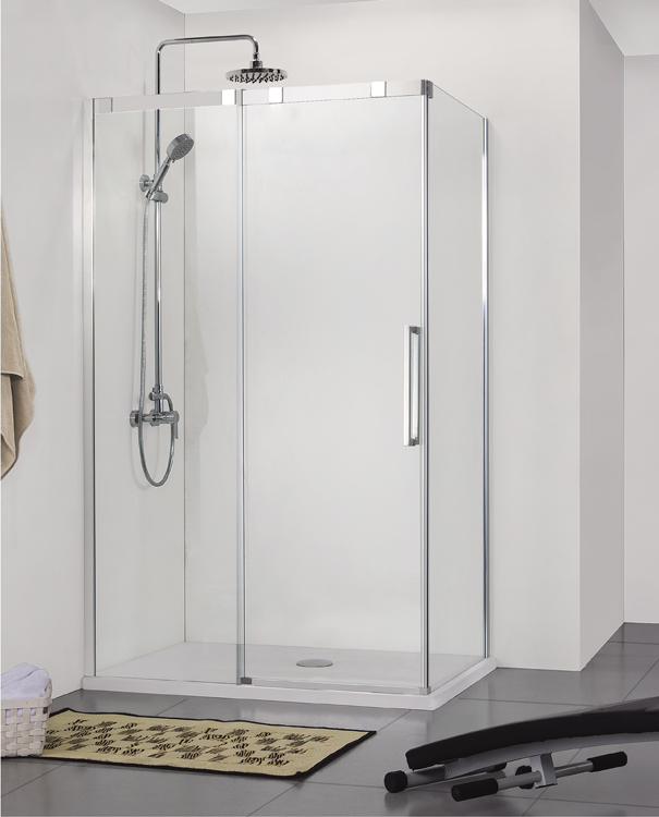 Porte de douche coulissante avec partie fixe Udo chrome 136-139x200cm