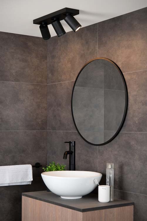 Plafonnier - noir - 3xGU10 - 5W - IP44