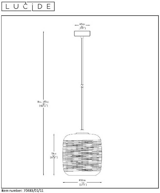 Lucide ERYN - Suspension - Ø 20 cm - E27 - Chrome