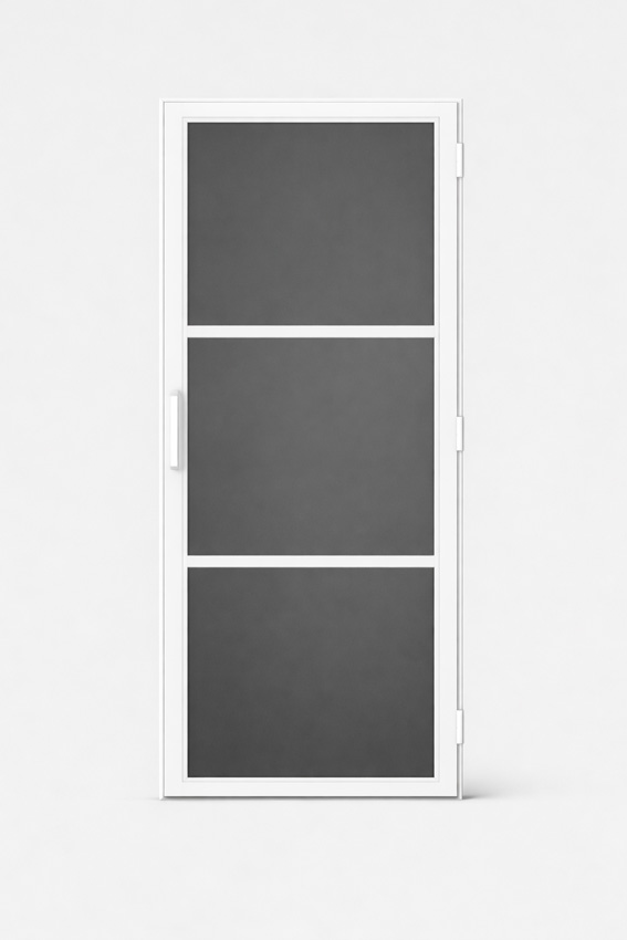 Complete steel look deur hout wit 3R L201,5xB73cm grijs gerookt glas omkeerbaar